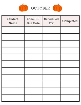 Printable IEP/ETR Calendar At-A-Glance August-July by Glow and Grow Speech