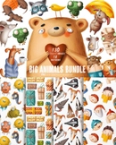 Printable Illustration Cute Animals 128+ Set Commercial Li