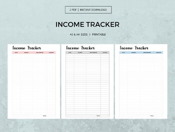 Preview of Printable Income Tracker Financial Monitoring and Budgeting Journal A4 A5