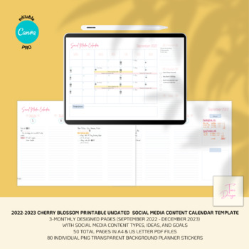 Preview of Printable Insert planner in Cherry Blossom Tone with Planner Stickers
