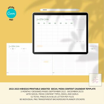 Preview of Printable Insert planner in Hibiscus Tone with Planner Stickers