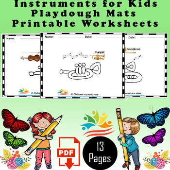 Printable Instruments for Kids Playdough Mats Activity