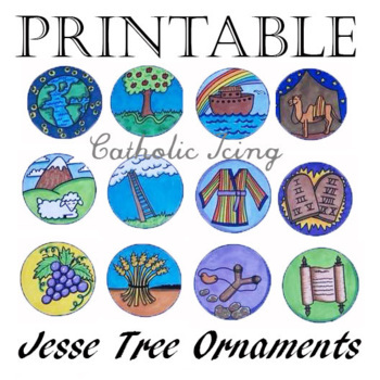 Printable Jesse Tree Ornaments in Black and White and Color | TPT