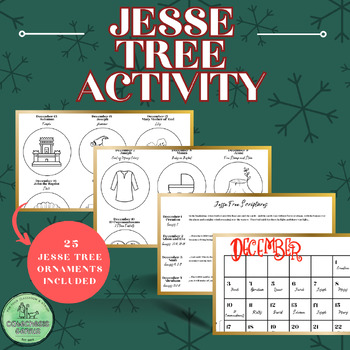 Preview of Printable Jesse Tree Ornaments to Color with Scripture and Calendar