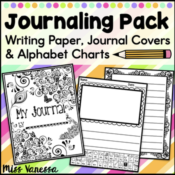 Preview of Printable Journal Paper, Alphabet Charts, & Journal Covers for Beginning Writing