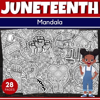 Preview of Printable Juneteenth Freedom Day Mindfulness Mandala Coloring Pages