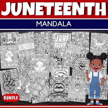 Preview of Printable Juneteenth | Freedom Day Mindfulness Mandala Coloring Pages Bundle