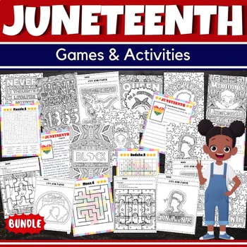 Preview of Printable Juneteenth Quotes Coloring Pages & Games - Fun Activities BUNDLE