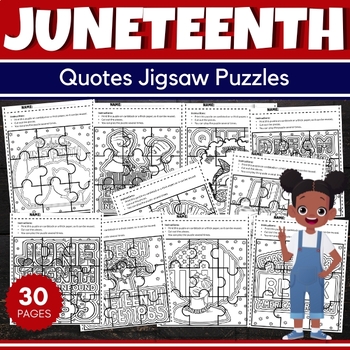 Preview of Printable Juneteenth Quotes Jigsaw Puzzle Template - Fun June Games Activities