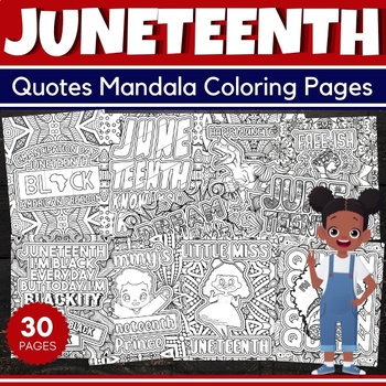 Preview of Printable Juneteenth Quotes Mandala Coloring Pages Sheets - Fun June Activities