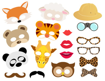 Printable Jungle Animals Photo Booth Props Animal Birthday Party Props 0403