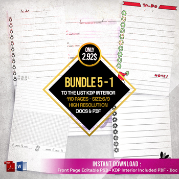 Preview of Printable KDP Interior Bundle 5-1 - 6/9 110 pages