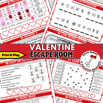 Preview of Printable Kids' Valentine's Adventure, No Stress Valentine's Escape Room