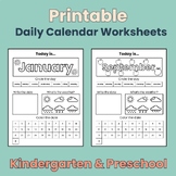 Printable Kindergarten Daily Calendar Worksheets Preschool