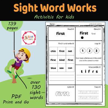 Preview of Printable Kindergarten Sight Words Worksheets Activities |High Frequency Words