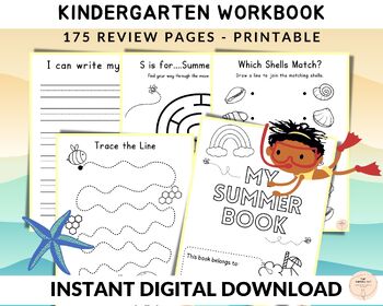 Preview of Printable Kindergarten Summer Workbook, Educational Activities, Homeschool