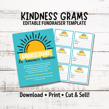 Preview of Printable Kindness Gram Fundraiser Flyer | Sending Sunshine Candy Gram