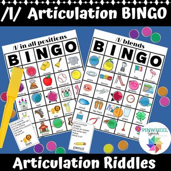 L and L blends Articulation BINGO Riddles Printable Speech Therapy ...
