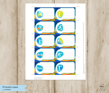 Preview of Printable Labels Back to School- sport labels
