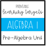 Printable Learning Targets--Algebra 1 Pre-Algebra Unit