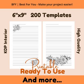 Printable Letter Writing Paper 6''x9'' 200 Templates by BFY EDU | TPT
