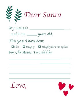 Printable Letter to Santa by Chirp and Moo | TPT