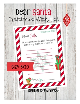 Printable Letter to Santa, Dear Santa Christmas Wish List Letter by ...