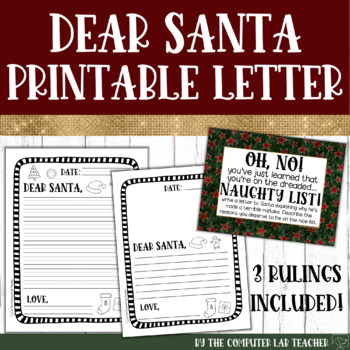 Printable Letter To Santa By The Computer Lab Teacher 