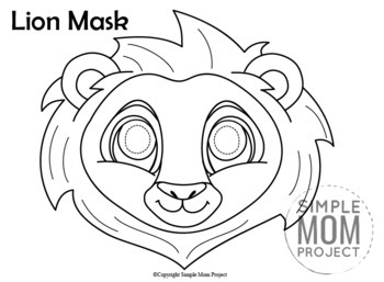 Printable Lion Mask Coloring Page by Simple Mom Project | TpT