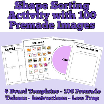 Preview of Printable, Low-Prep Shape Sorting Activity with 100 Images of Real World Objects