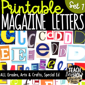 Preview of Printable Magazine Letter Cutouts, Set 1, Alphabet a-z: Word Work, Literacy