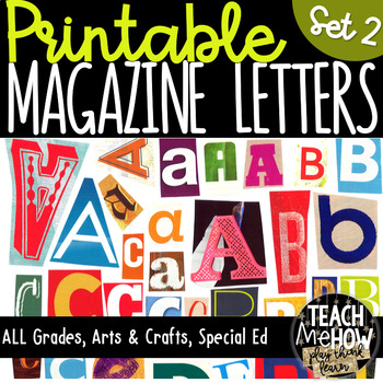 Preview of Printable Magazine Letter Cutouts, Set 2, Alphabet a-z: Word Work, Literacy