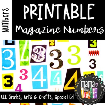 Preview of Printable Magazine Number Cutouts, 0-9 & special characters, Math Centers