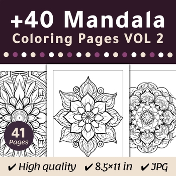 Preview of Printable Mandala Coloring Pages Bundle VOL 2, Mandalas Coloring Book Pages