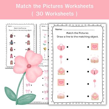 Preview of Printable Matching Worksheets, Match the Picture,Kindergarten Preschool Activity