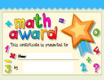 Preview of Printable Math Certificate for Kids
