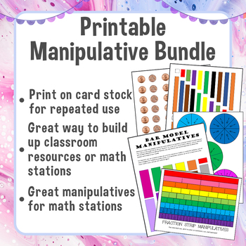 Preview of Printable Math Manipulative BUNDLE | Money, Place Value, Fractions, and More!