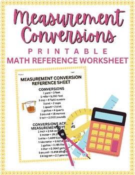 Preview of Printable Math Measurement Reference Sheet