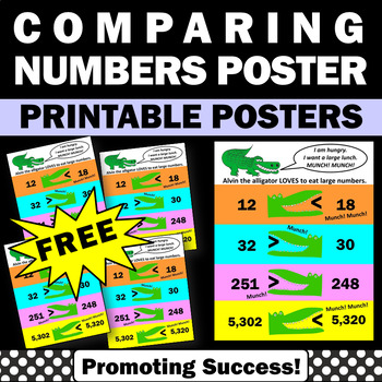 FREE Comparing Numbers Poster Greater Than Less Than Alligator Math