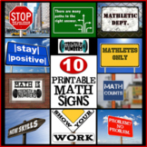 Printable Math Signs/Posters for Middle & High School - Cl