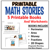 Printable Math Storybooks (Perimeter, Area, Fractions, Mon