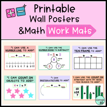 Preview of Printable Math Strategy Posters and Work Mats | Addition and Subtraction