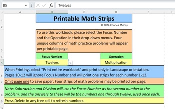 Preview of Printable Math Strips