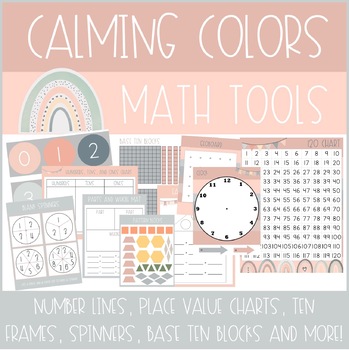Preview of Printable Math Tools and Manipulatives (Calming Colors / Rainbow Theme)