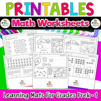 Math Worksheets For Grades Prek-1 - First Grade Math Worksheet Bundle