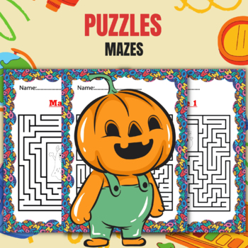 Preview of Printable Mazes Puzzles With Solutions - Fun Brain Games For Kids