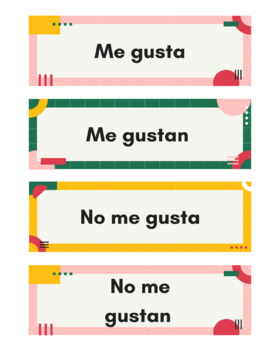 Preview of Printable Me gusta and Me gustan Labels.