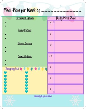 Preview of Printable Meal Planner