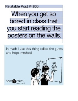Preview of Printable Memes for Middle/High School Math Classroom