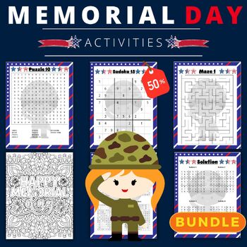 Preview of Printable Memorial Day Activities And Games - End of the year Bundle Activities